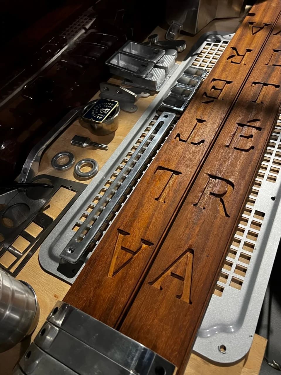 Bespoke Altera components arranged on a workshop bench